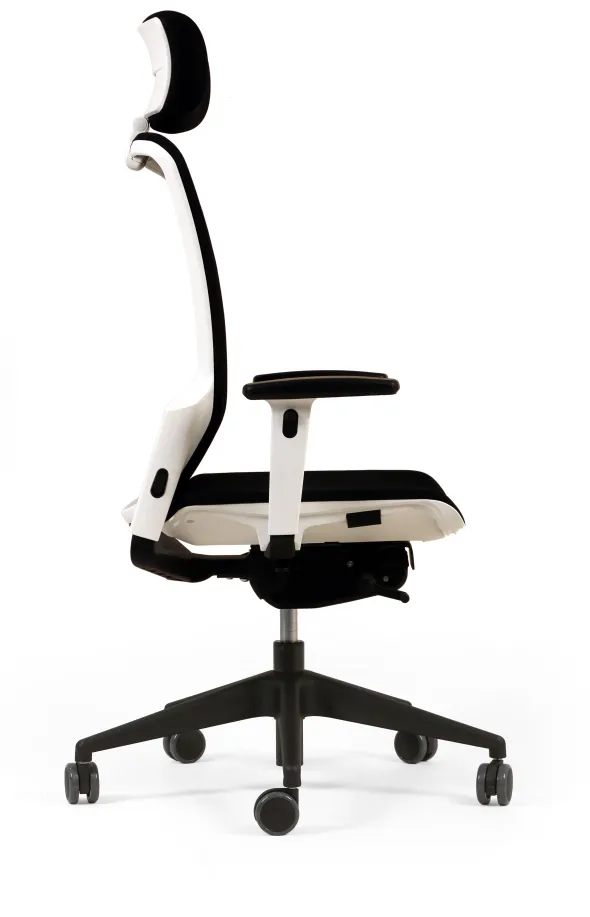 Fauteuil de bureau F6 - assise et dossier résille Rythm - piétement époxy - avec appui-tête
