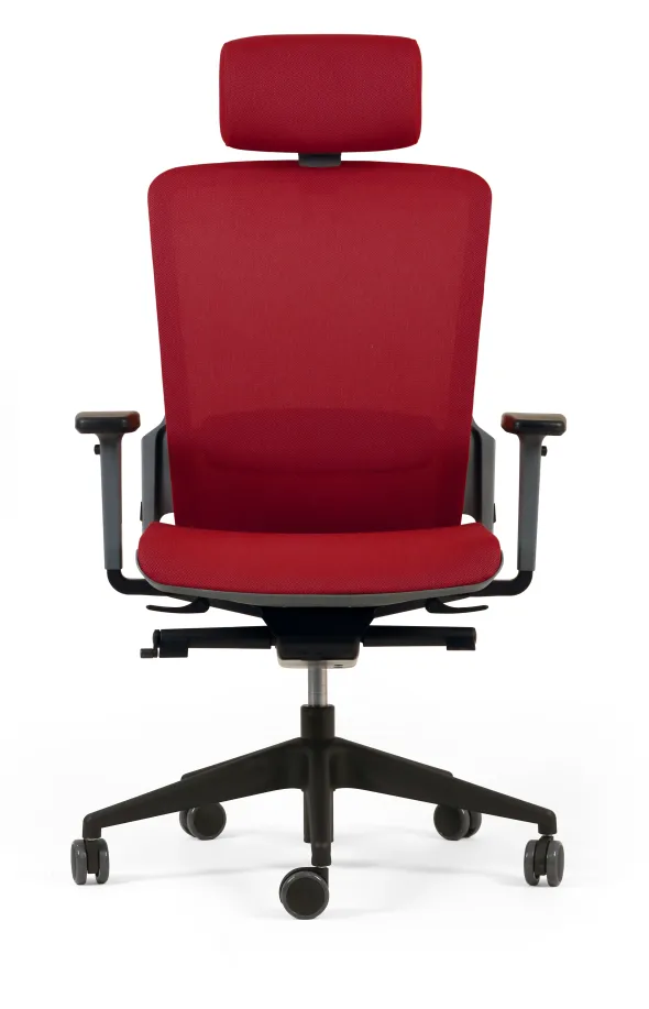 Fauteuil de bureau F6 - assise et dossier résille Rythm - piétement époxy - avec appui-tête