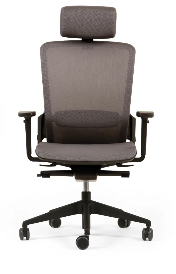 Fauteuil de bureau F6 - assise et dossier résille Rythm - piétement époxy - avec appui-tête