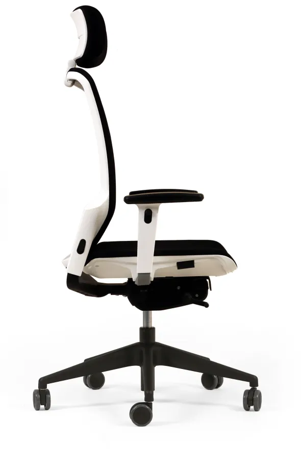 Fauteuil de bureau F6 - assise et dossier résille Rythm - piétement époxy - avec appui-tête