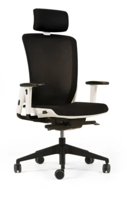 Fauteuil de bureau F6 - assise et dossier résille Rythm - piétement époxy - avec appui-tête
