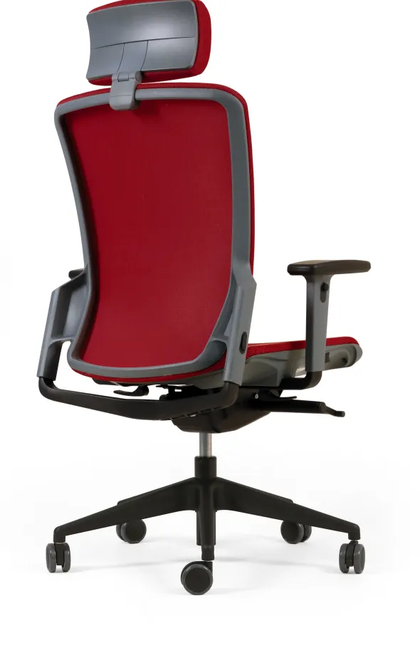 Fauteuil de bureau F6 - assise et dossier résille Rythm - piétement époxy - avec appui-tête