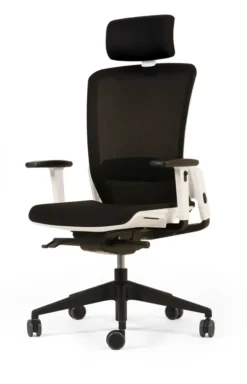 Fauteuil de bureau F6 - assise et dossier résille Rythm - piétement époxy - avec appui-tête
