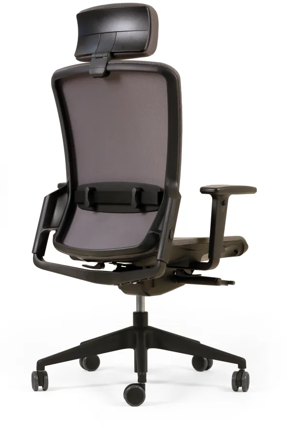 Fauteuil de bureau F6 - assise et dossier résille Rythm - piétement époxy - avec appui-tête