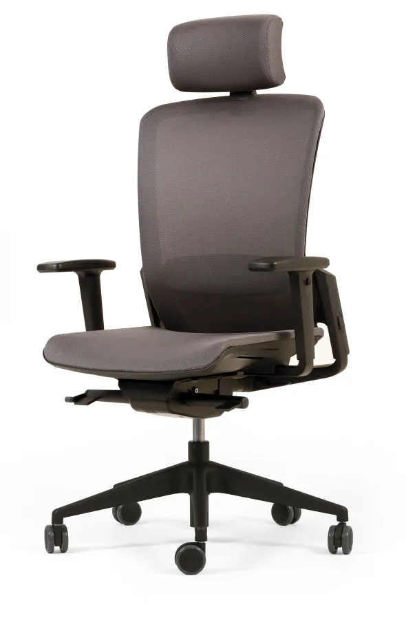 Fauteuil de bureau F6 - assise et dossier résille Rythm - piétement époxy - avec appui-tête