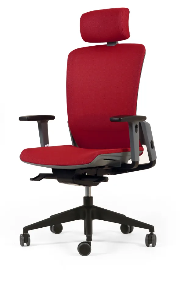 Fauteuil de bureau F6 - assise et dossier résille Rythm - piétement époxy - avec appui-tête