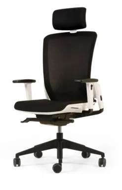 Fauteuil de bureau F6 - assise et dossier résille Rythm - piétement époxy - avec appui-tête