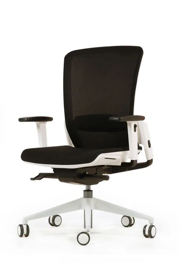 Fauteuil de bureau F6 - assise et dossier résille Rythm - piétement époxy