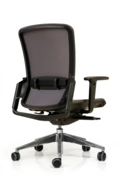 Fauteuil de bureau F6 - assise et dossier résille Rythm - piétement aluminium poli