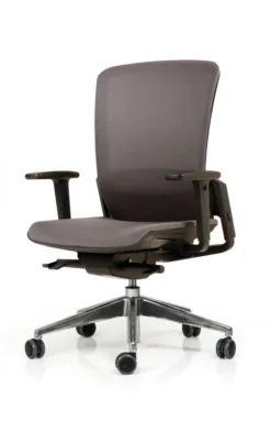 Fauteuil de bureau F6 - assise et dossier résille Rythm - piétement aluminium poli