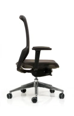 Fauteuil de bureau F6 - assise et dossier résille Rythm - piétement aluminium poli