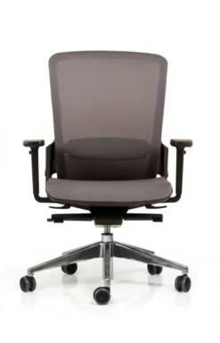 Fauteuil de bureau F6 - assise et dossier résille Rythm - piétement aluminium poli