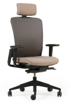 Fauteuil de bureau F8 - assise tissu et dossier résille Rythm - piétement noir - avec appui-tête