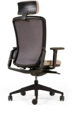 Fauteuil de bureau F8 - assise tissu et dossier résille Rythm - piétement noir - avec appui-tête