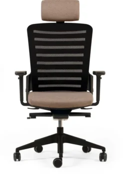 Fauteuil de bureau F8 - assise tissu et dossier résille Stripes 2 - piétement noir - avec appui-tête
