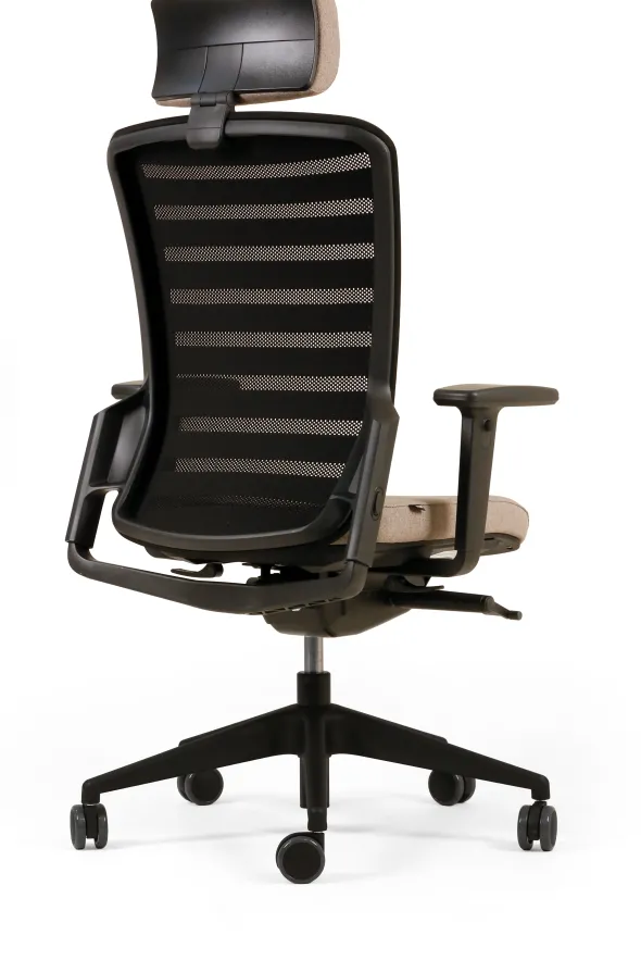 Fauteuil de bureau F8 - assise tissu et dossier résille Stripes 2 - piétement noir - avec appui-tête
