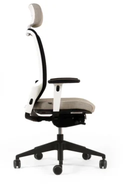 Fauteuil de bureau F8 - assise tissu et dossier résille Rythm - piétement époxy - avec appui-tête