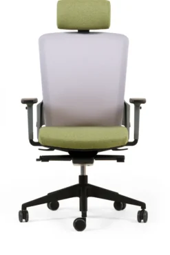 Fauteuil de bureau F8 - assise tissu et dossier résille Rythm - piétement époxy - avec appui-tête