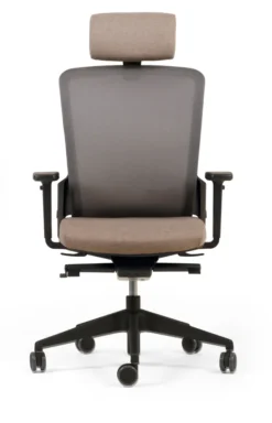Fauteuil de bureau F8 - assise tissu et dossier résille Rythm - piétement époxy - avec appui-tête