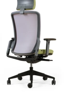 Fauteuil de bureau F8 - assise tissu et dossier résille Rythm - piétement époxy - avec appui-tête