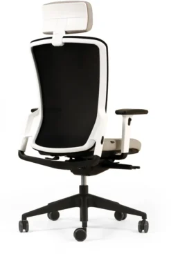 Fauteuil de bureau F8 - assise tissu et dossier résille Rythm - piétement époxy - avec appui-tête