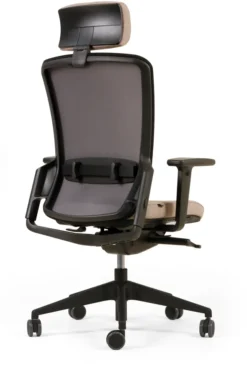 Fauteuil de bureau F8 - assise tissu et dossier résille Rythm - piétement époxy - avec appui-tête