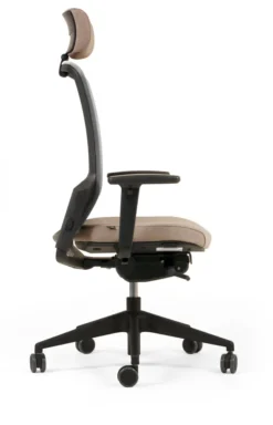Fauteuil de bureau F8 - assise tissu et dossier résille Rythm - piétement époxy - avec appui-tête