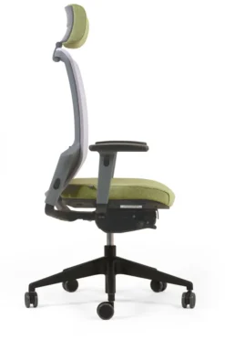 Fauteuil de bureau F8 - assise tissu et dossier résille Rythm - piétement époxy - avec appui-tête