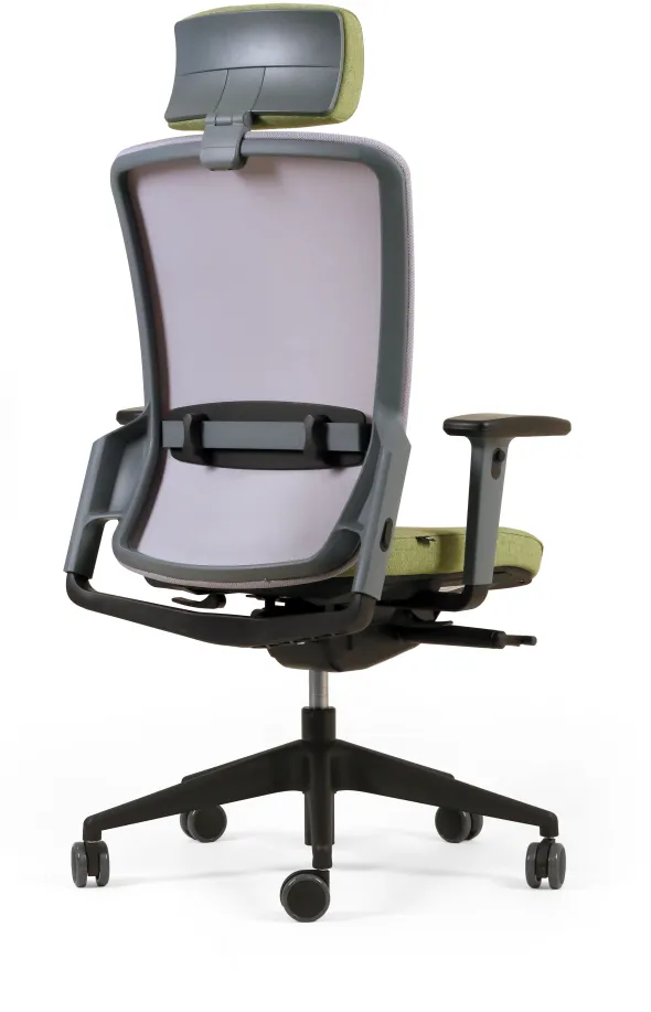 Fauteuil de bureau F8 - assise tissu et dossier résille Rythm - piétement époxy - avec appui-tête