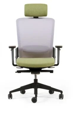 Fauteuil de bureau F8 - assise tissu et dossier résille Rythm - piétement époxy - avec appui-tête