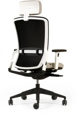 Fauteuil de bureau F8 - assise tissu et dossier résille Rythm - piétement époxy - avec appui-tête
