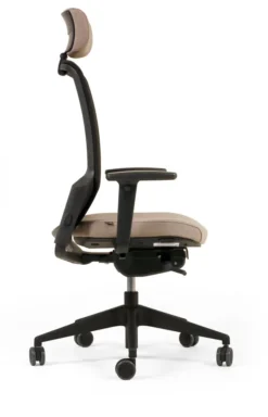 Fauteuil de bureau F8 - assise tissu et dossier résille Stripes 2 - piétement époxy - avec appui-tête