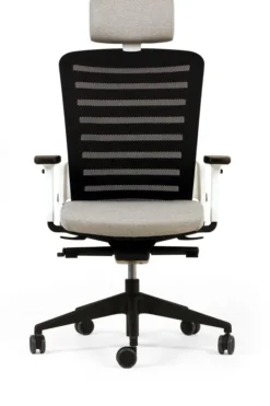 Fauteuil de bureau F8 - assise tissu et dossier résille Stripes 2 - piétement époxy - avec appui-tête