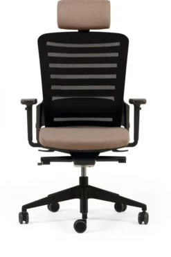 Fauteuil de bureau F8 - assise tissu et dossier résille Stripes 2 - piétement époxy - avec appui-tête