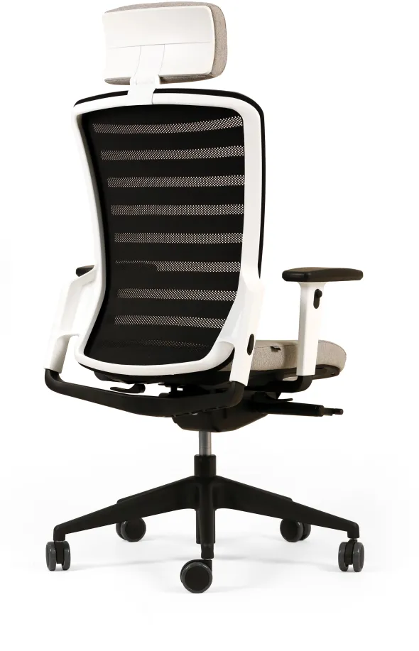 Fauteuil de bureau F8 - assise tissu et dossier résille Stripes 2 - piétement époxy - avec appui-tête