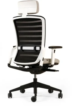 Fauteuil de bureau F8 - assise tissu et dossier résille Stripes 2 - piétement époxy - avec appui-tête