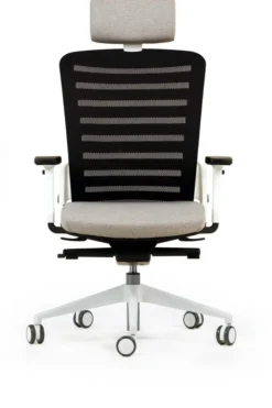 Fauteuil de bureau F8 - assise tissu et dossier résille Stripes 2 - piétement époxy - avec appui-tête