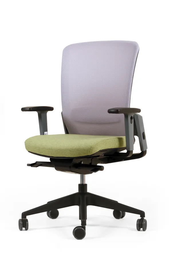 Fauteuil de bureau F8 - assise tissu et dossier résille Rythm - piétement époxy