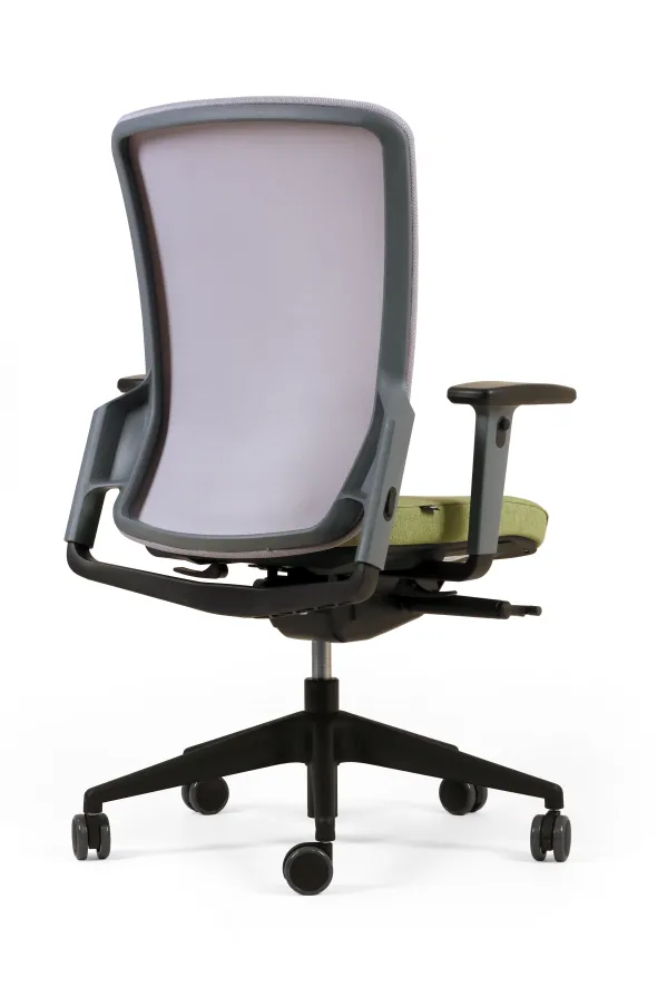 Fauteuil de bureau F8 - assise tissu et dossier résille Rythm - piétement époxy