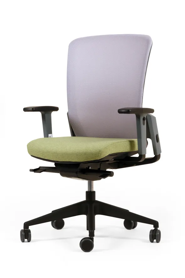 Fauteuil de bureau F8 - assise tissu et dossier résille Rythm - piétement époxy