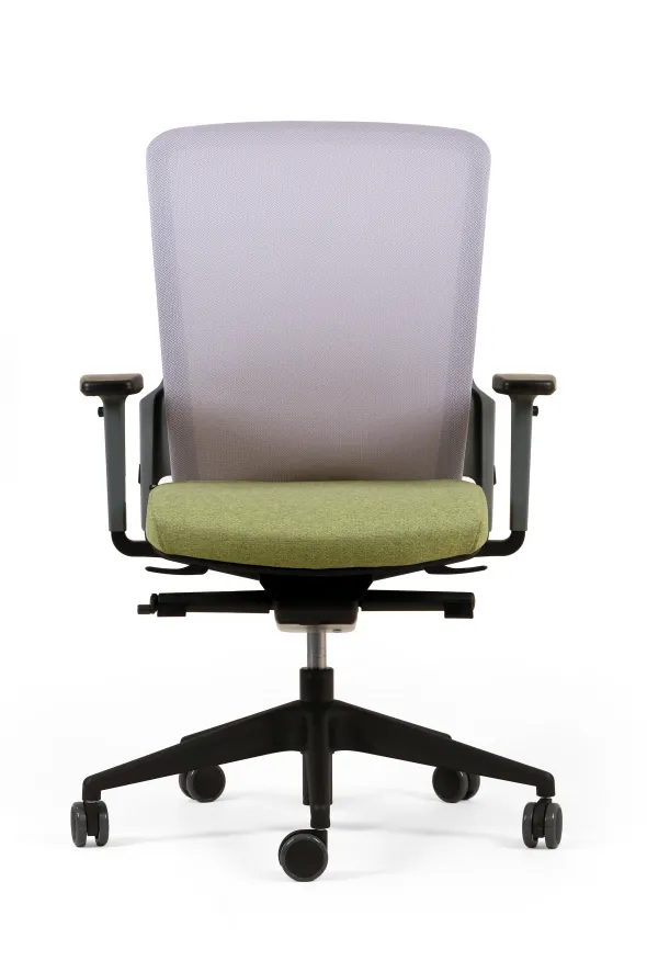 Fauteuil de bureau F8 - assise tissu et dossier résille Rythm - piétement époxy