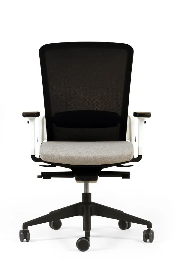 Fauteuil de bureau F8 - assise tissu et dossier résille Rythm - piétement époxy