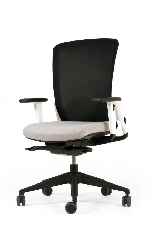 Fauteuil de bureau F8 - assise tissu et dossier résille Rythm - piétement époxy