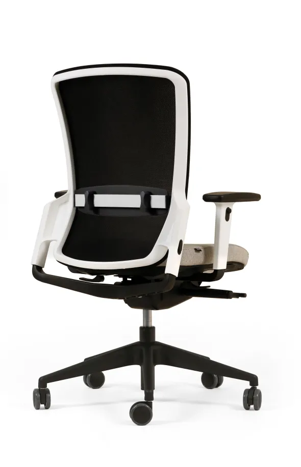 Fauteuil de bureau F8 - assise tissu et dossier résille Rythm - piétement époxy