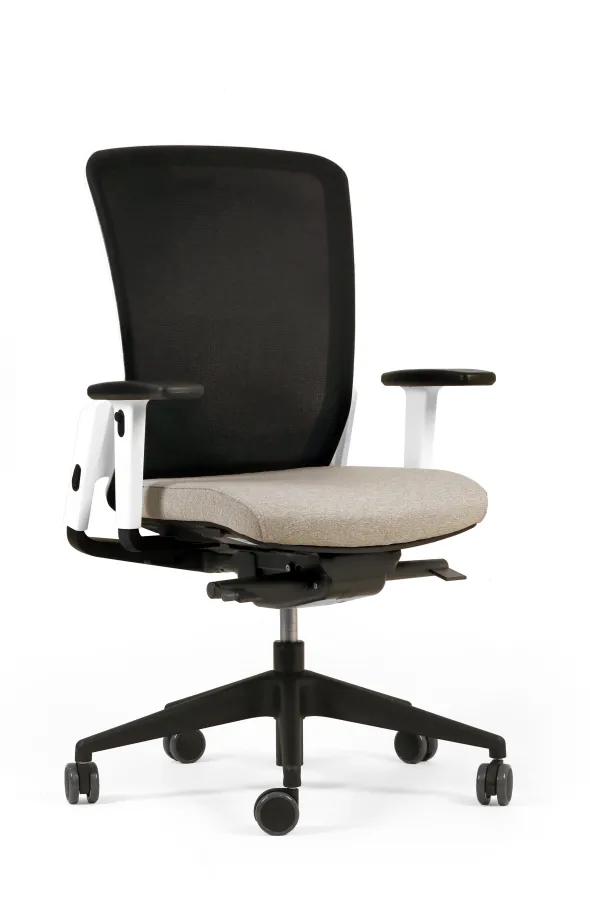 Fauteuil de bureau F8 - assise tissu et dossier résille Rythm - piétement époxy