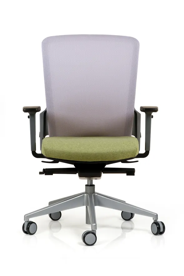 Fauteuil de bureau F8 - assise tissu et dossier résille Rythm - piétement époxy