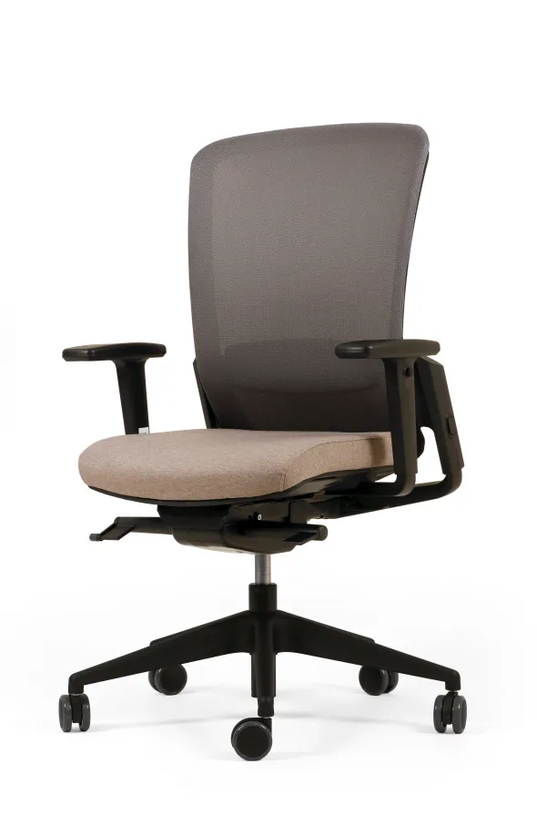 Fauteuil de bureau F8 - assise tissu et dossier résille Rythm - piétement époxy