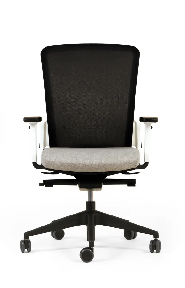 Fauteuil de bureau F8 - assise tissu et dossier résille Rythm - piétement époxy
