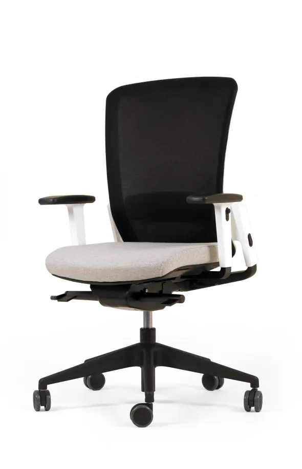 Fauteuil de bureau F8 - assise tissu et dossier résille Rythm - piétement époxy