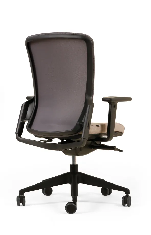 Fauteuil de bureau F8 - assise tissu et dossier résille Rythm - piétement époxy